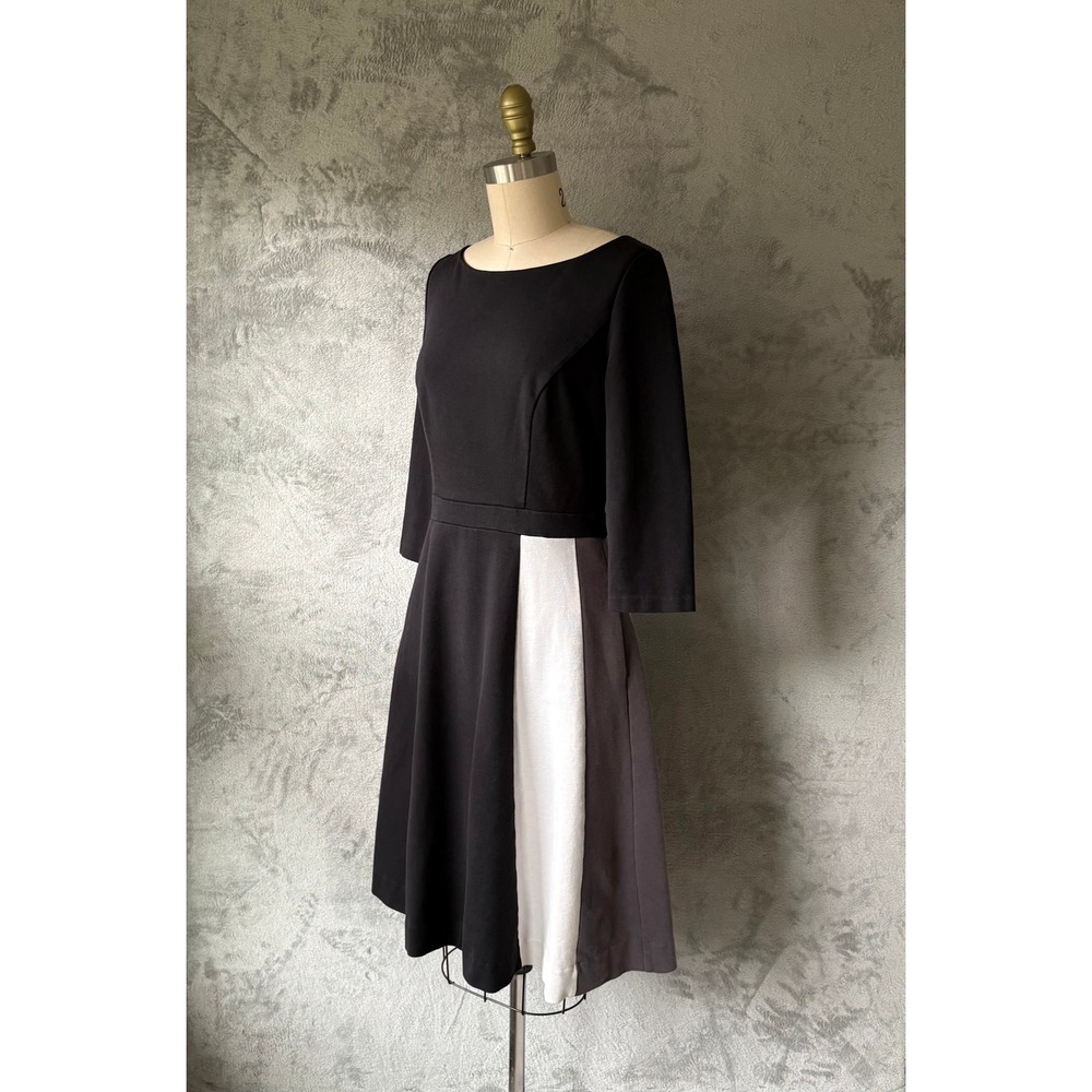 Boden Dress 6 Black Colorblock Fit Flare Mod Professional Office Retro Stretchy - Picture 9 of 13